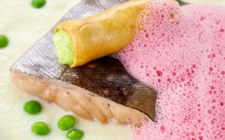 Recipe preview for Char in Potato Cream with Beetroot Foam