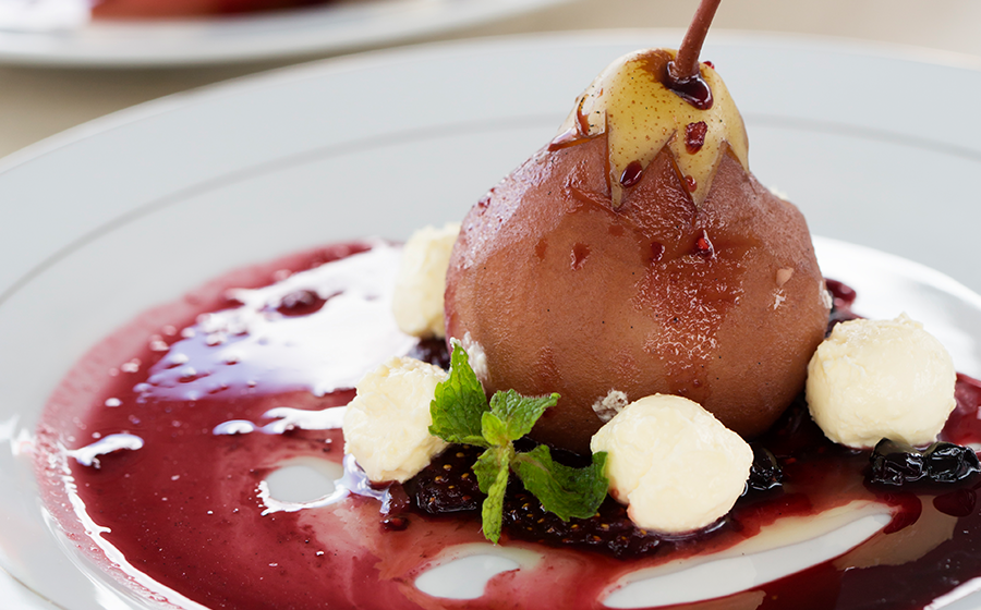 Recipe preview for Poached Pear in Madeira Cream